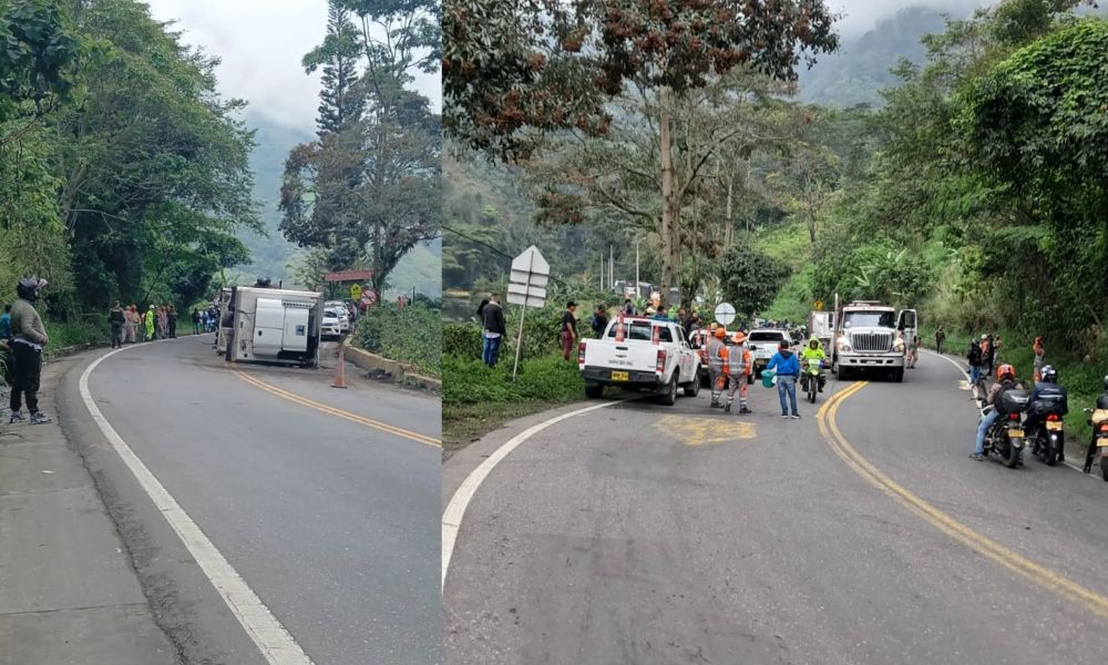 Cierre en la vía Cajamarca - Ibagué por levantamiento de tractocamión en el km 65