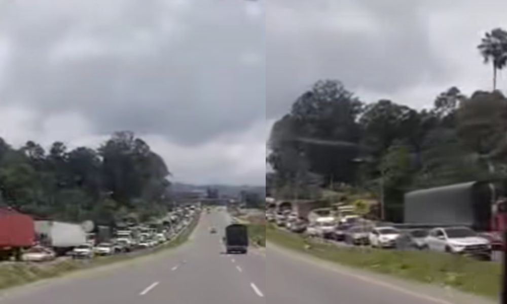 Fuerte congestión vehicular en la vía Fusa - Silvania por accidente de tránsito