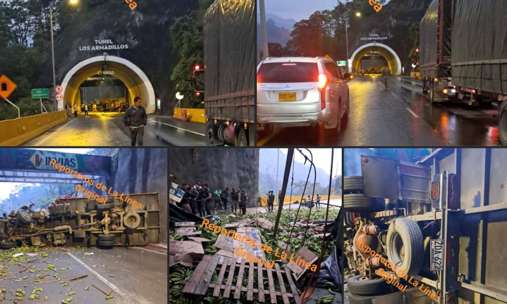 MOVILIDAD Cierre en la vía Calarcá Cajamarca por volcamiento en el túnel Los Armadillos CARGADA DE PLATANO