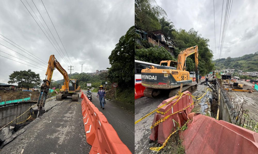 Pérdida parcial de banca en La María Quindío Invías atendiendo la emergencia