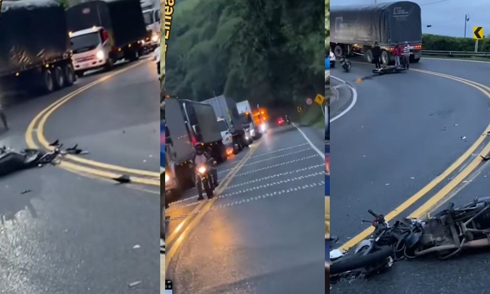 #MOVILIDAD #QUINDÍO A esta hora se presenta fuerte congestión vehicular vía La Tebaida - Calarcá, por fuerte accidente en la curva de Balboa. Gracias a Dios sin lesionados. La motos si quedaron destruidas.